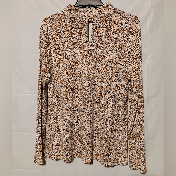 Worthington EUC Women's Long Sleeve Blouse, XL, Ivory w/Brown Pattern - Picture 7 of 7